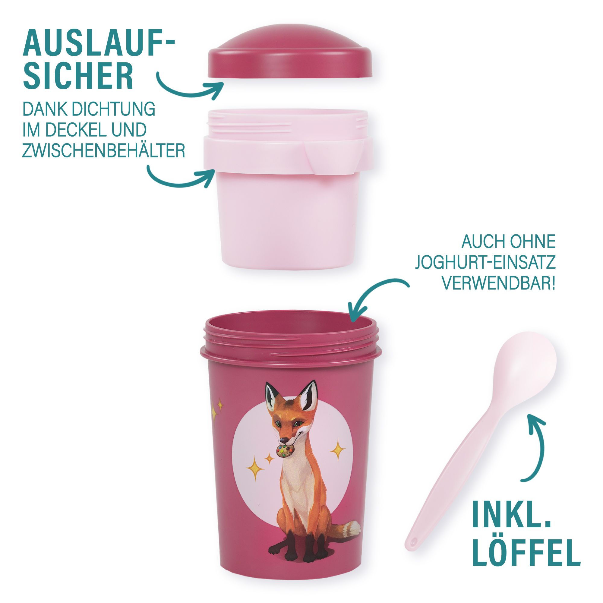 Müslibecher To Go, Rabbat, 540 ml, rPET - Beerenrot | AWAVE®