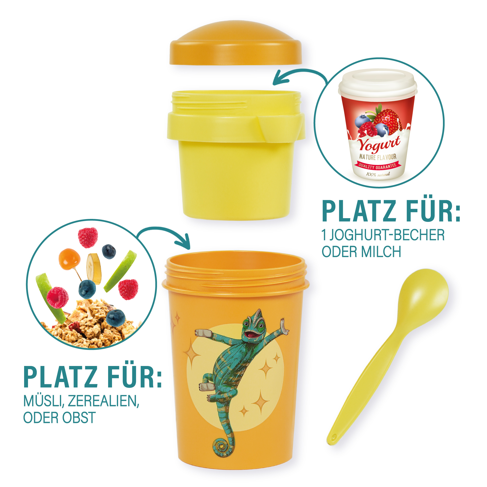 Müslibecher To Go, Caspar, 540 ml, rPET - Gelb | AWAVE®