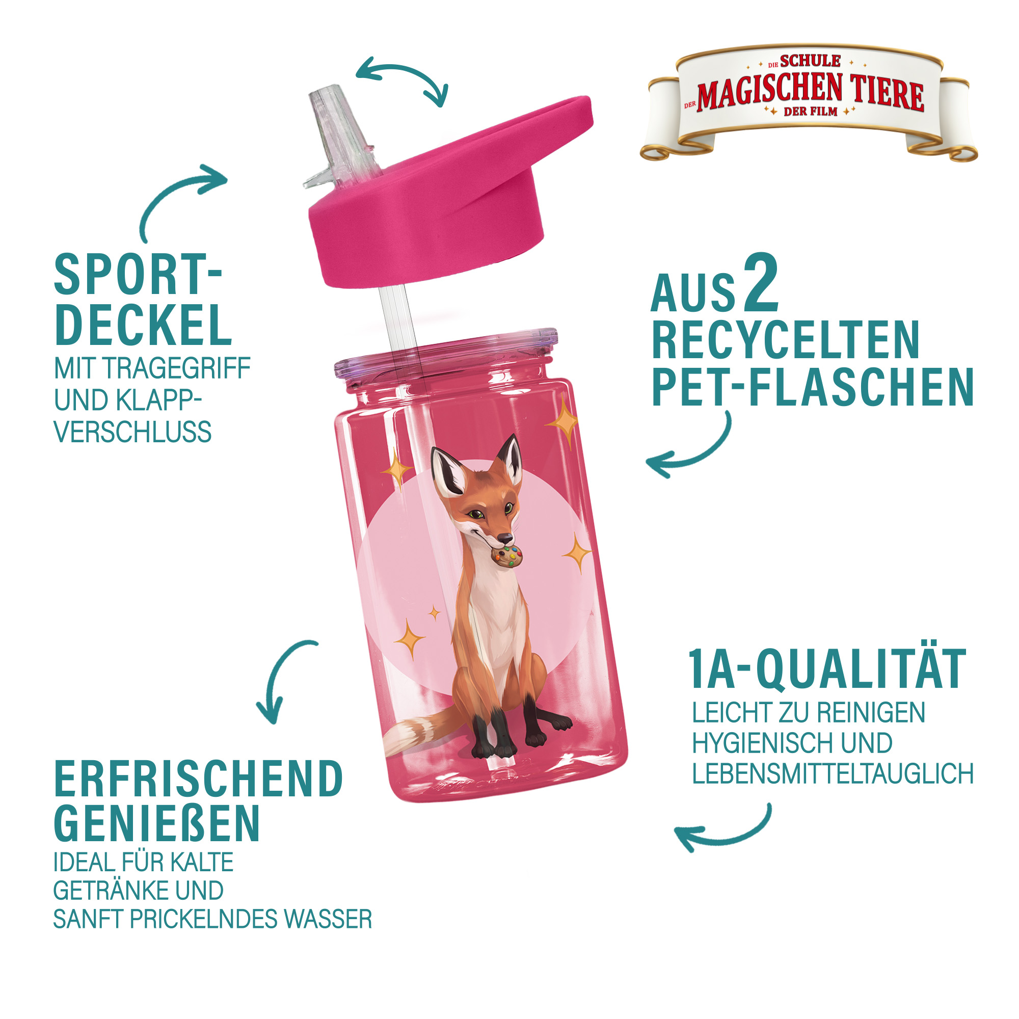 Trinkflasche 400 ml rPET | Beerenrot, Fuchs