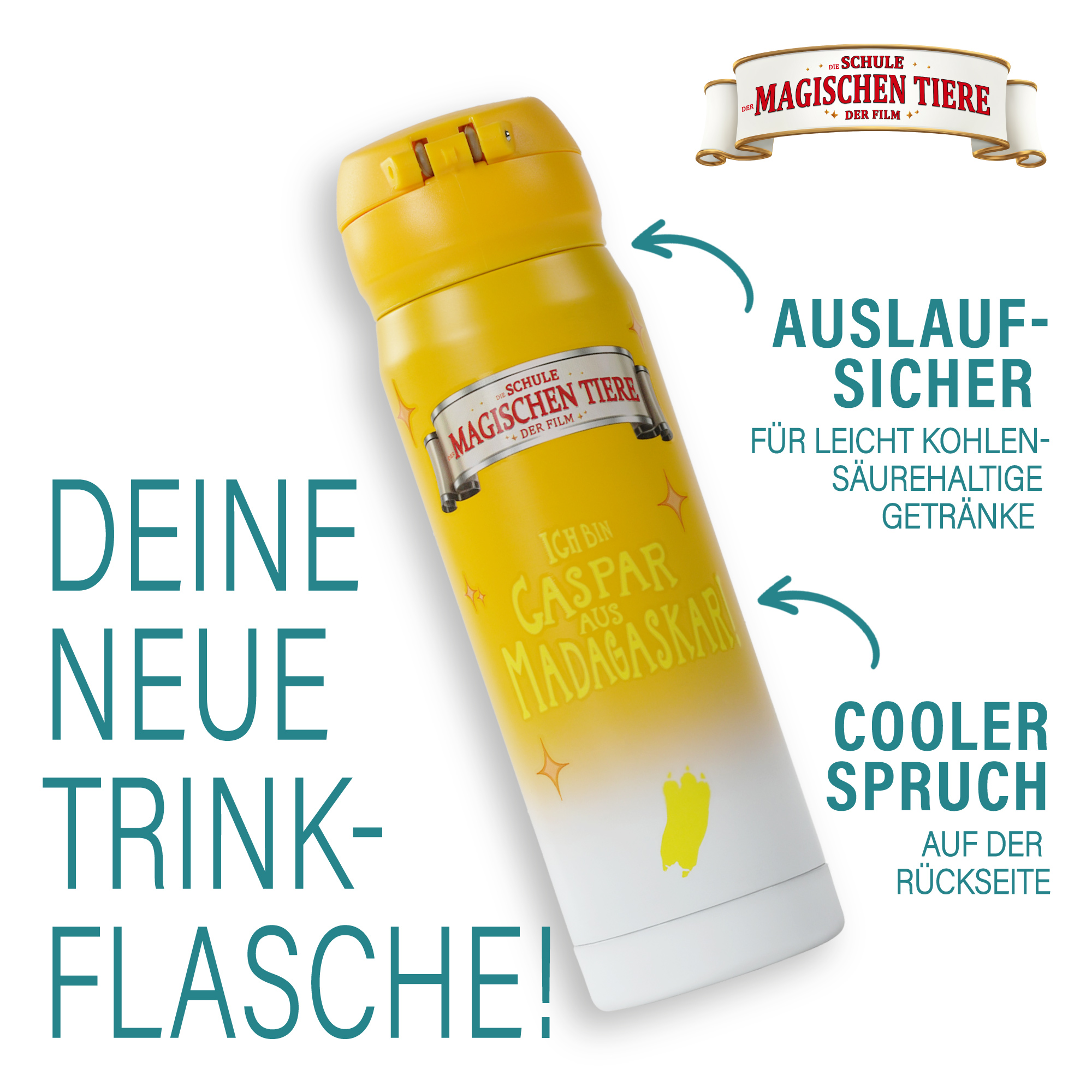 Trinkflasche, Caspar, 380 ml, Edelstahl - gelb | AWAVE®