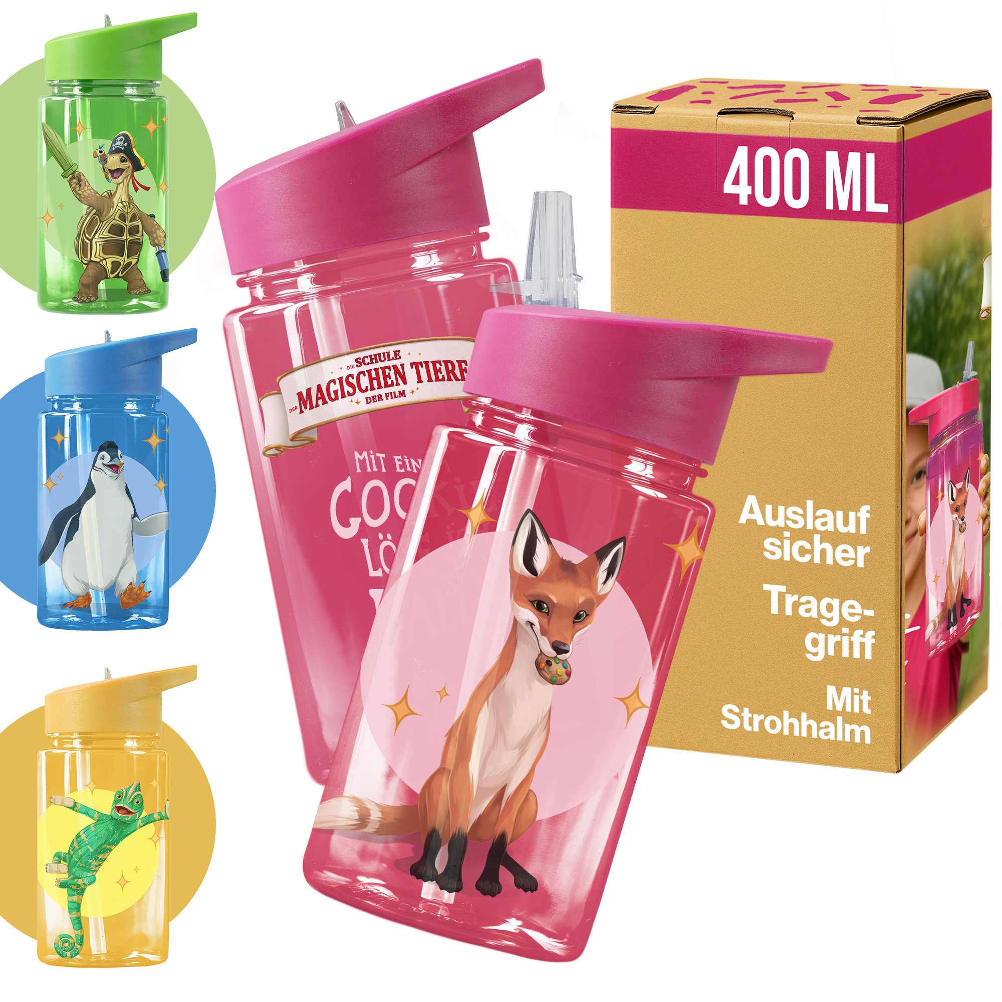 Trinkflasche 400 ml rPET | Beerenrot, Fuchs